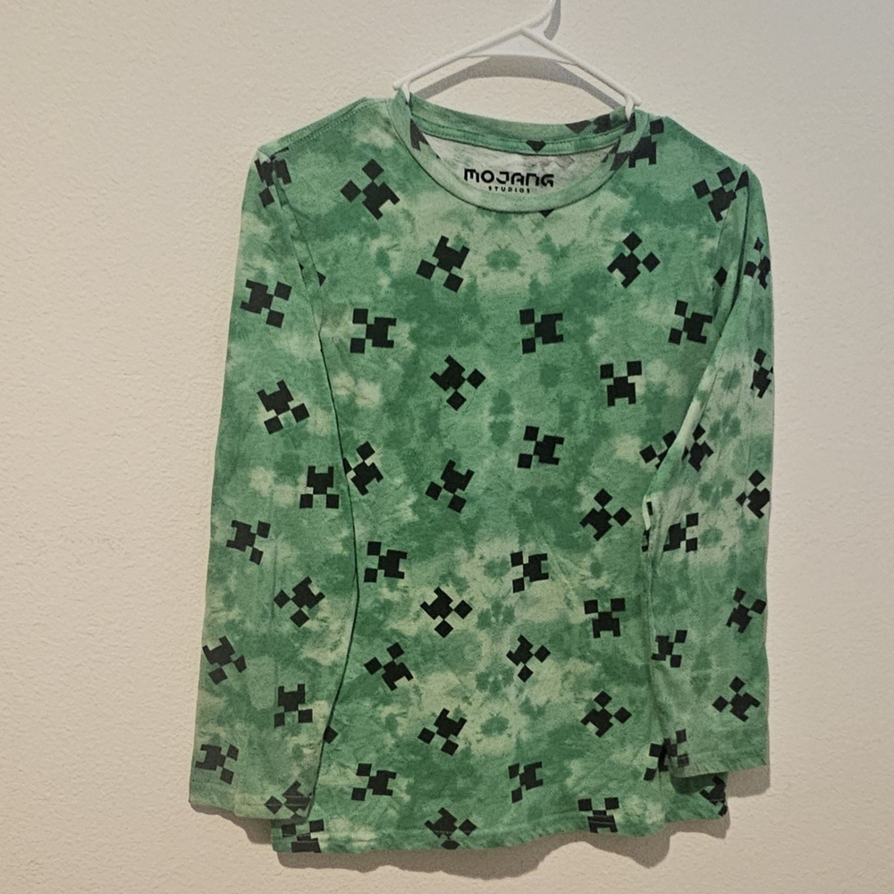 Green Kids Shirt with Black Pattern